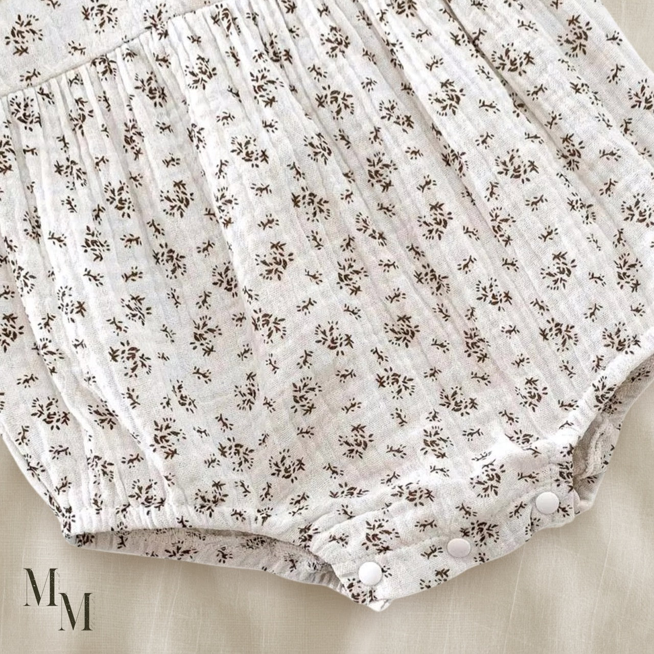 Floral Long Sleeve Romper with Matching Bonnet