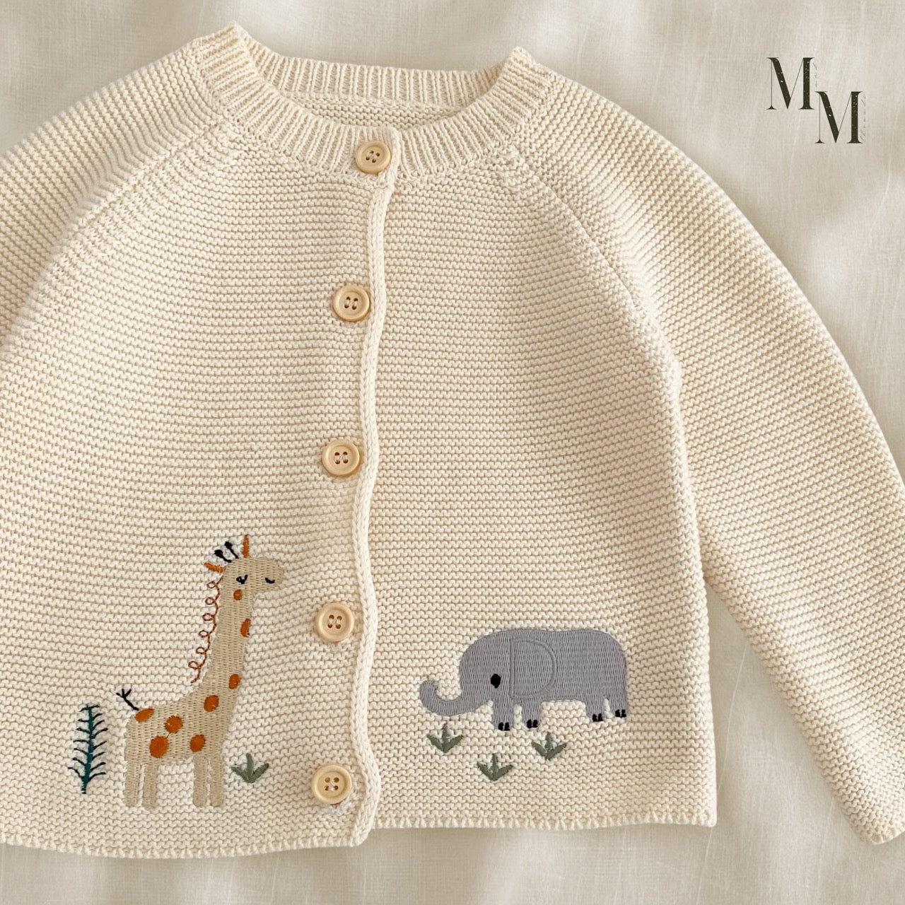 Elephant and Giraffe Knitted Cotton Jersey