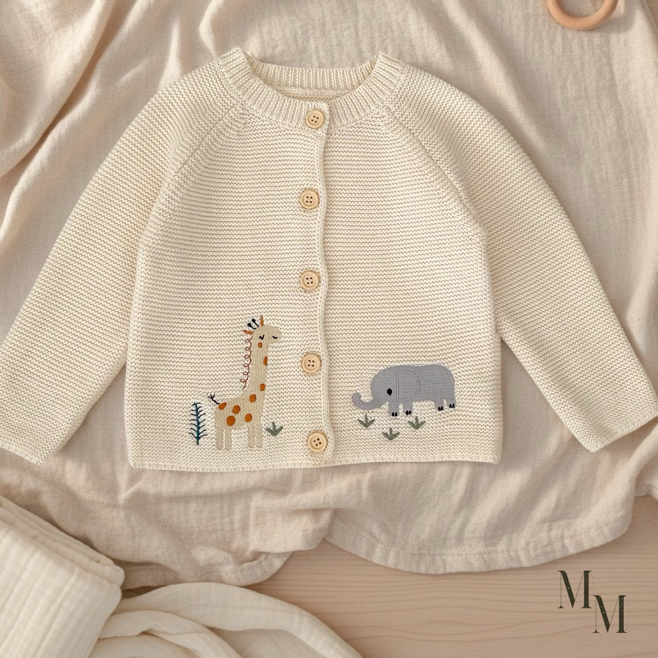 Elephant and Giraffe Knitted Cotton Jersey