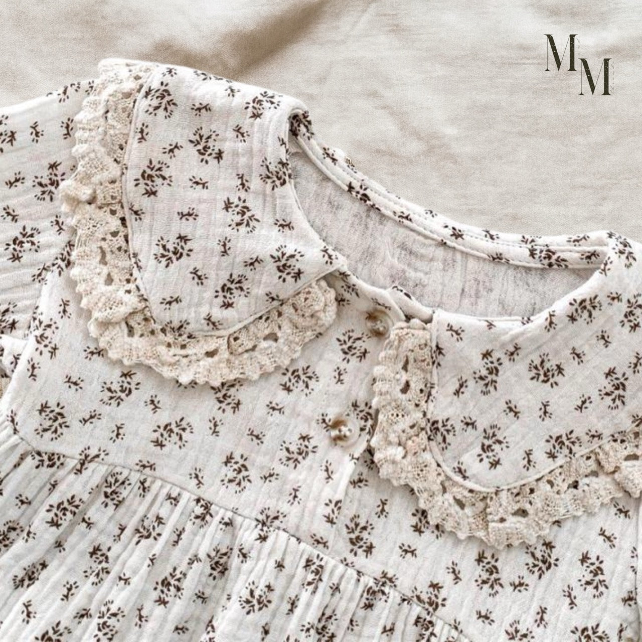 Floral Long Sleeve Romper with Matching Bonnet