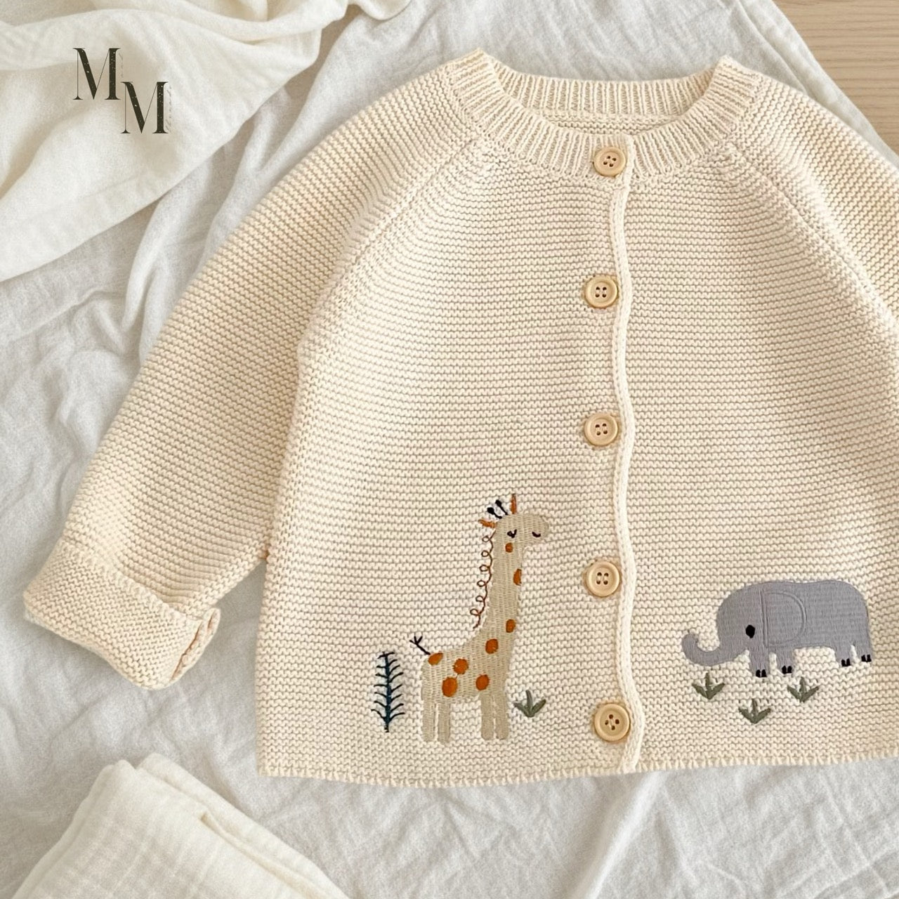 Elephant and Giraffe Knitted Cotton Jersey