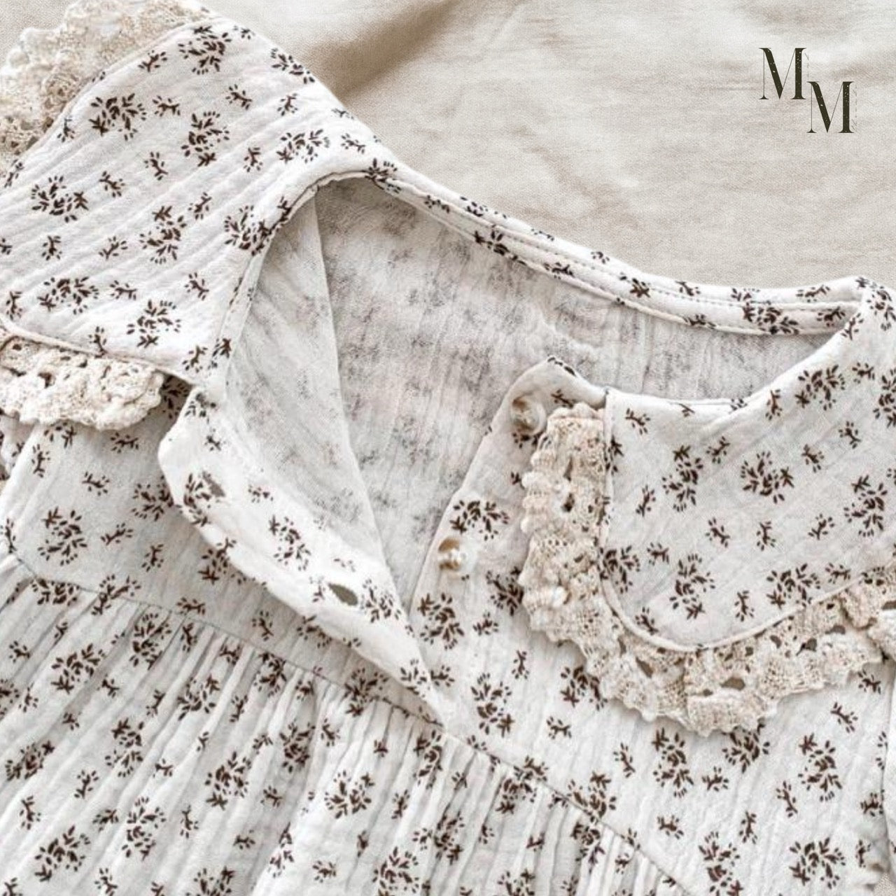 Floral Long Sleeve Romper with Matching Bonnet