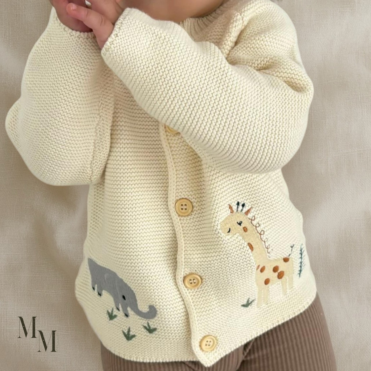 Elephant and Giraffe Knitted Cotton Jersey