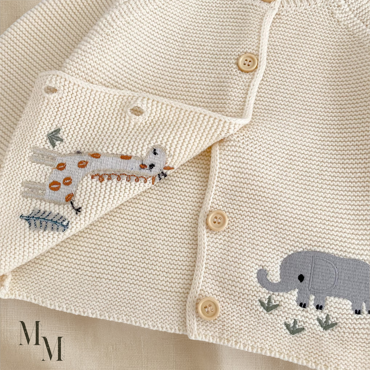 Elephant and Giraffe Knitted Cotton Jersey