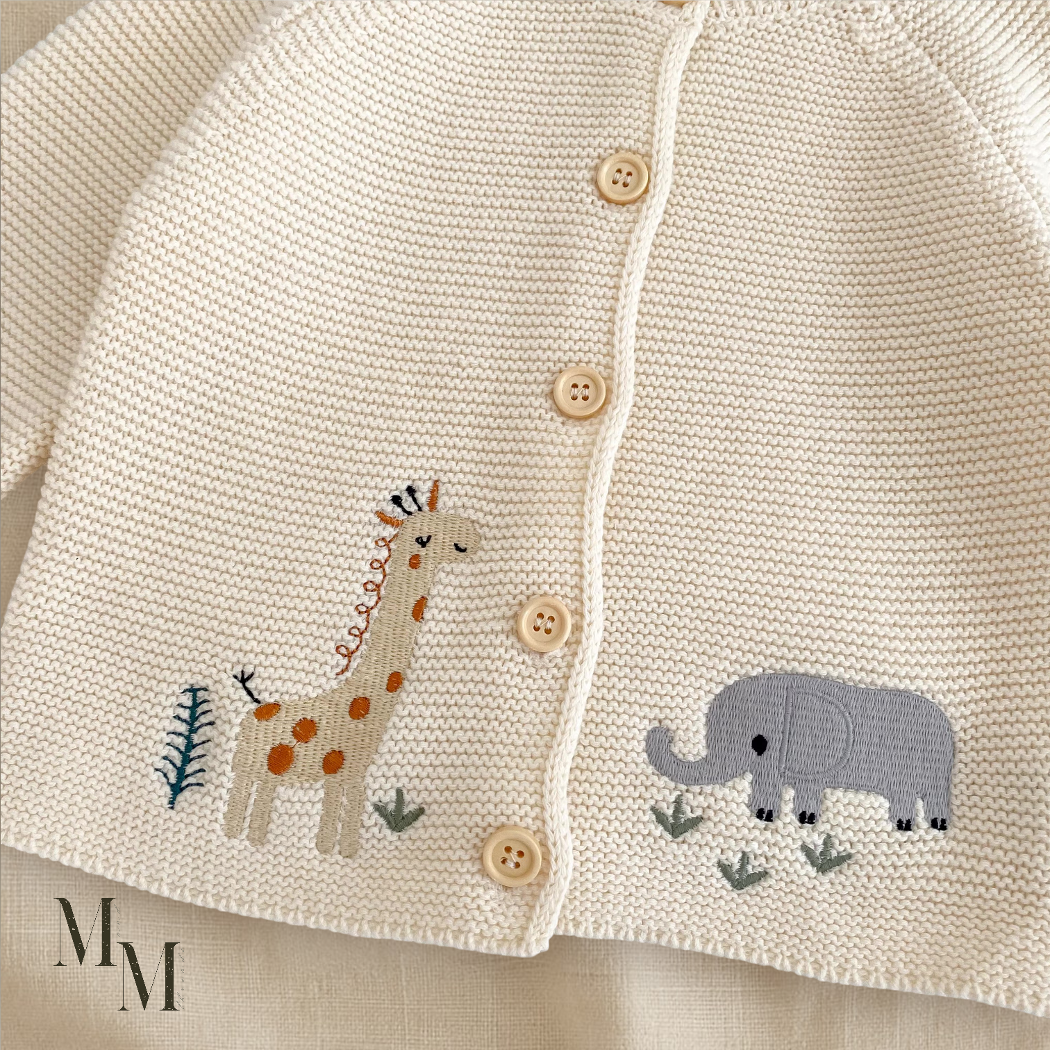Elephant and Giraffe Knitted Cotton Jersey