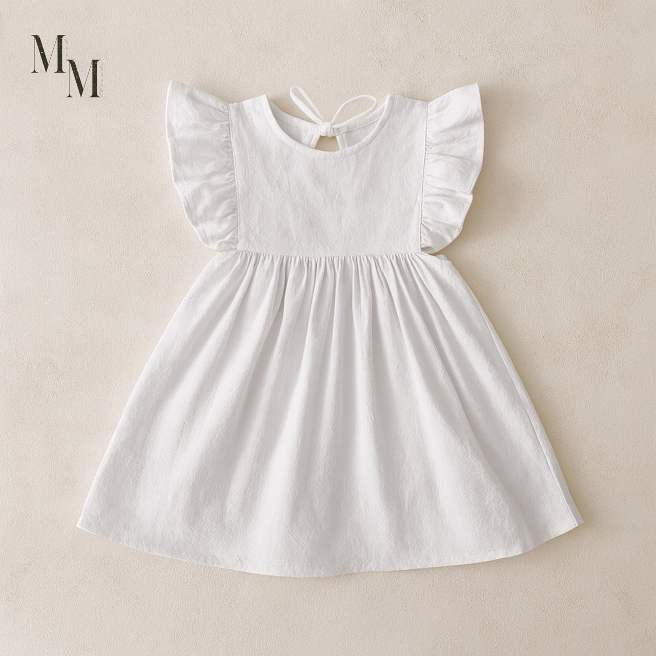 Cotton Ruffle Sleeve Dress