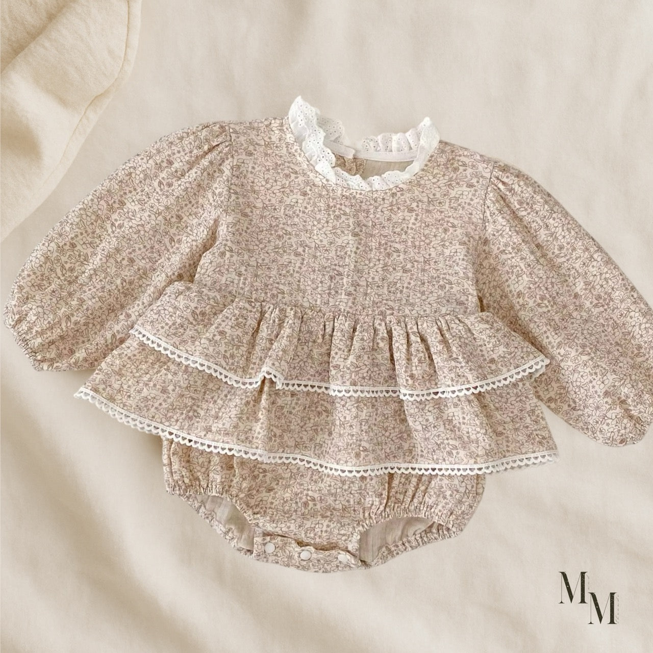 Floral High Neck Cotton Onesie