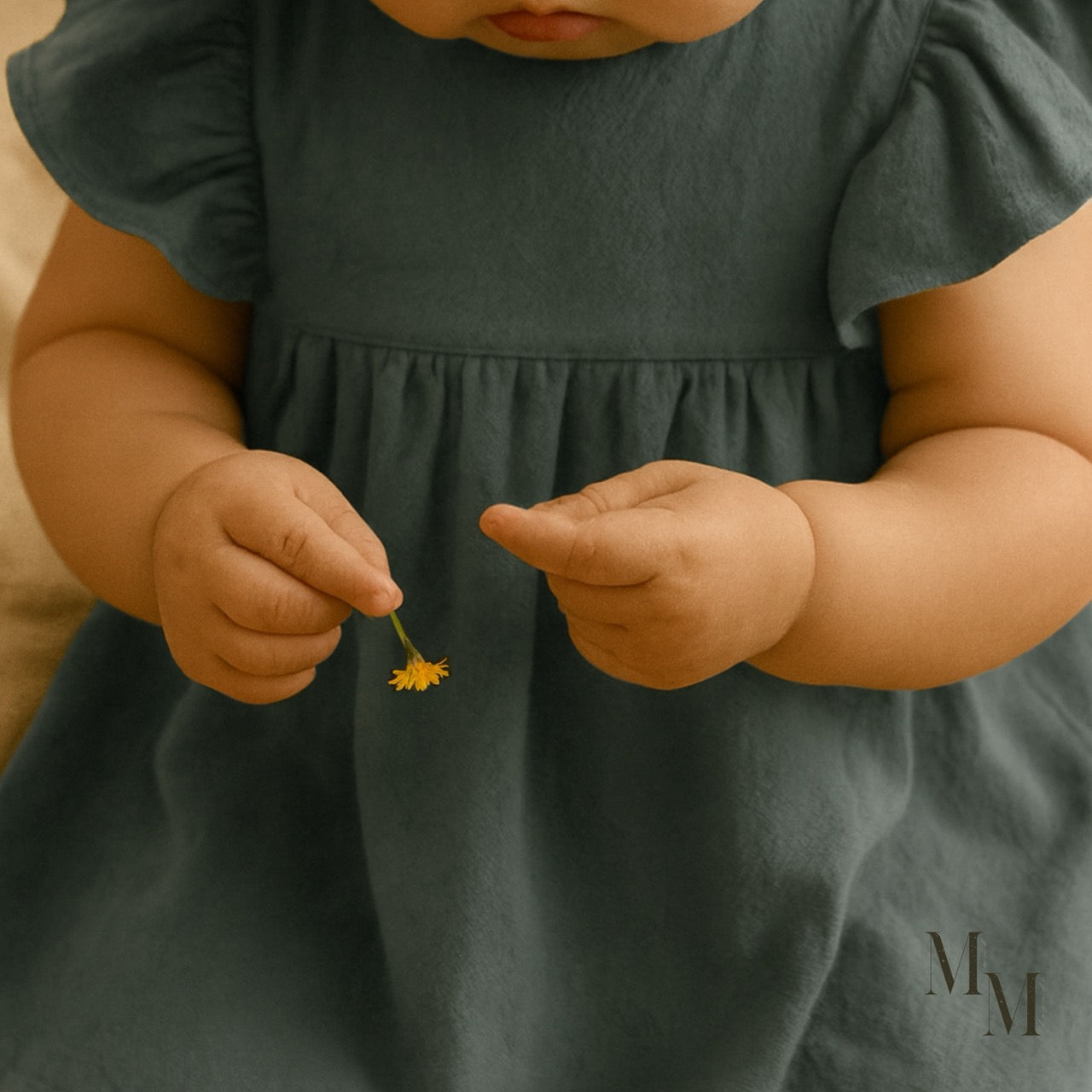 Cotton Ruffle Sleeve Dress