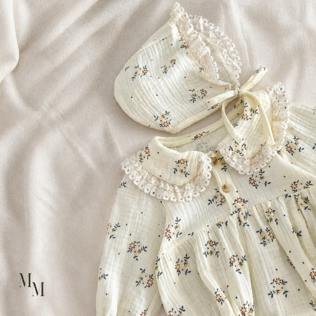 Vintage Romper With Matching Bonnet