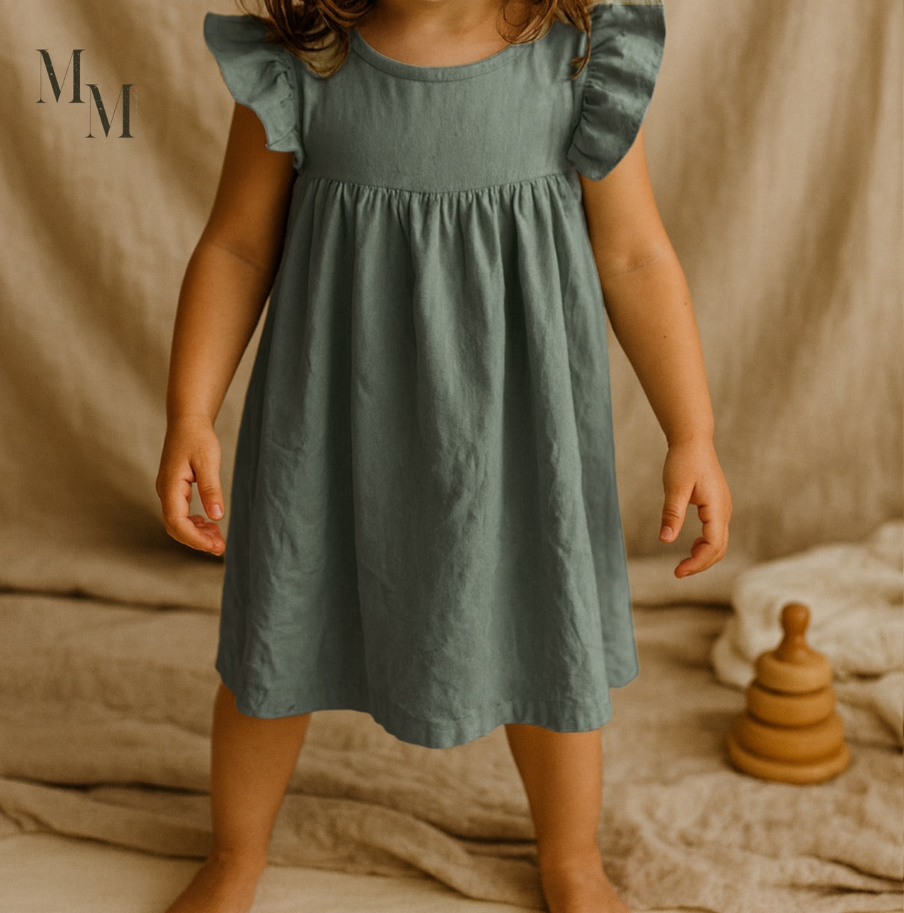 Cotton Ruffle Sleeve Dress