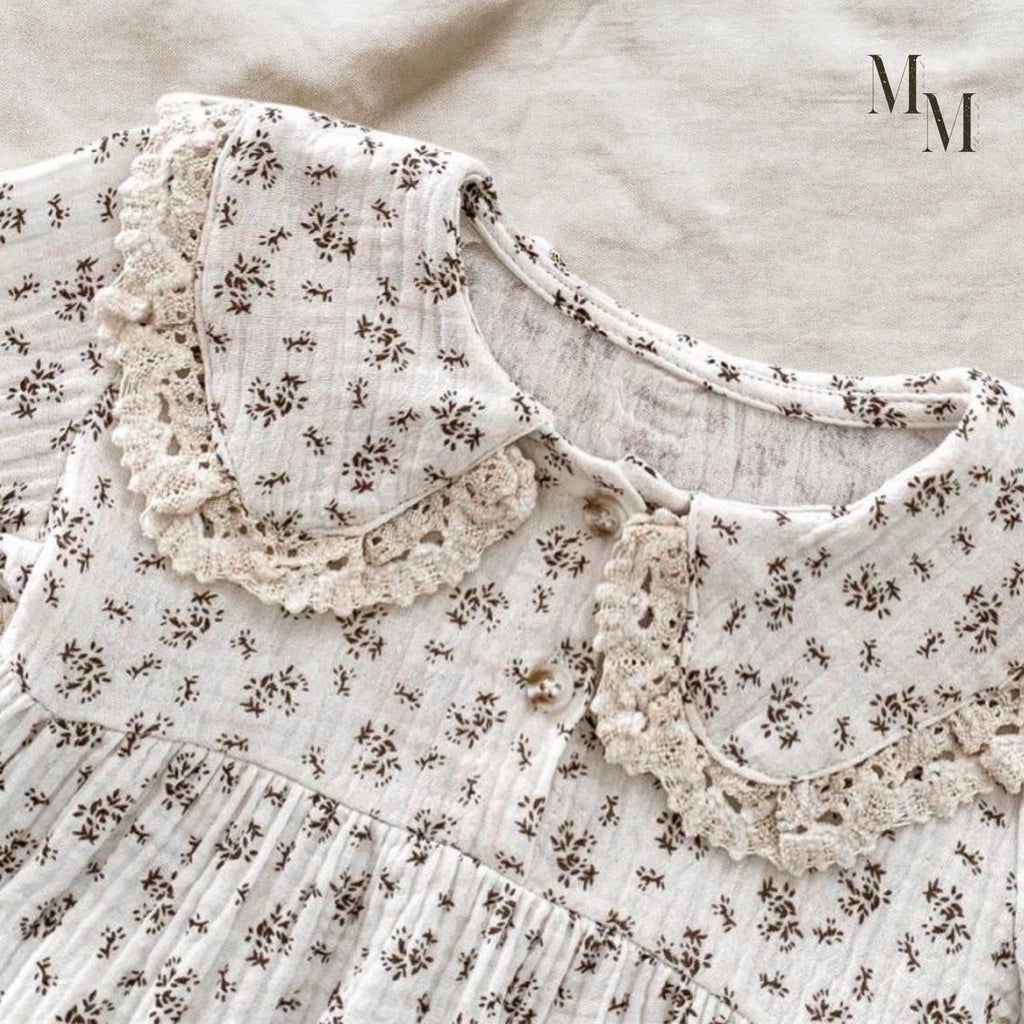 Floral Long Sleeve Romper with Matching Bonnet
