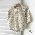 Floral Long Sleeve Romper with Matching Bonnet