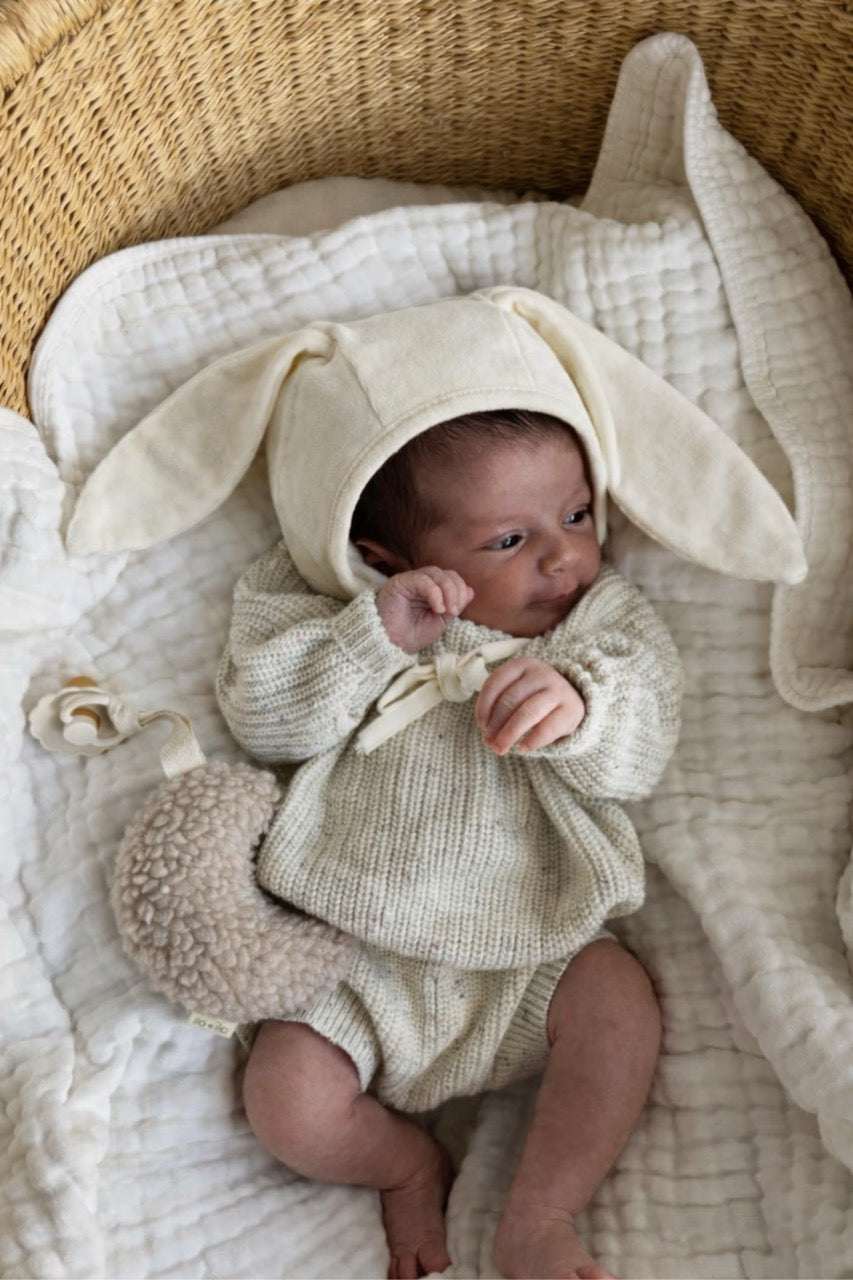 Cotton Bunny Ear Bonnet