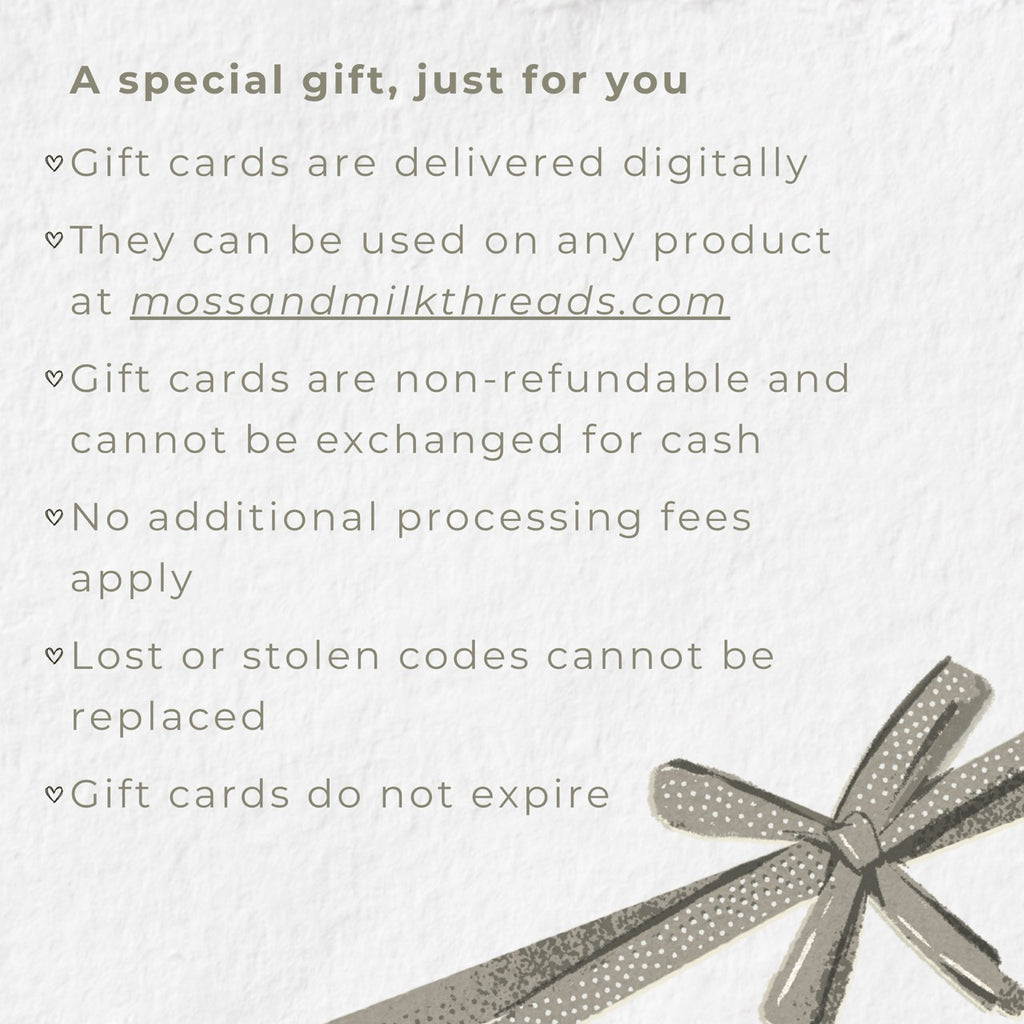 Moss and Milk Threads Gift Card