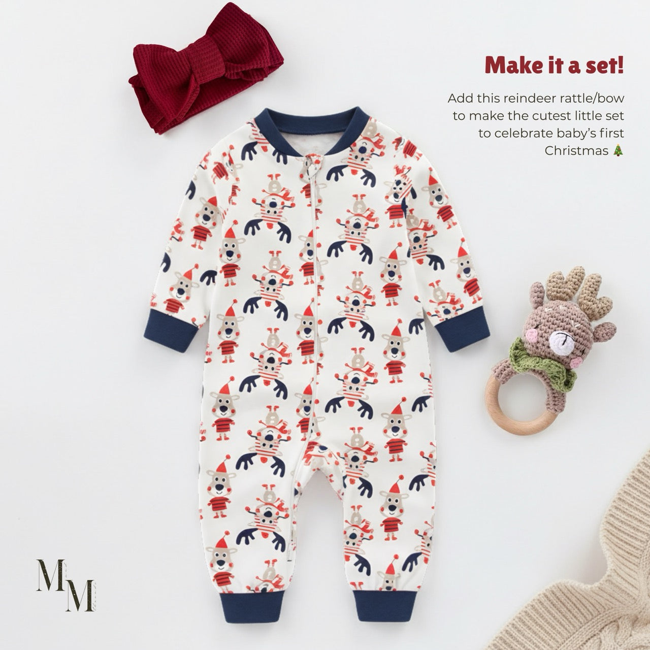 Cotton Christmas Onesie 3 Pack