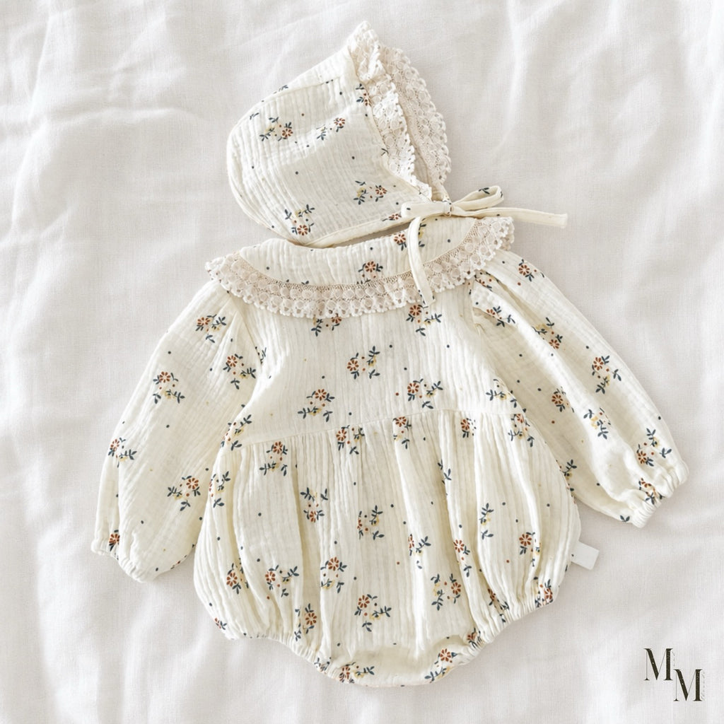Vintage Romper With Matching Bonnet