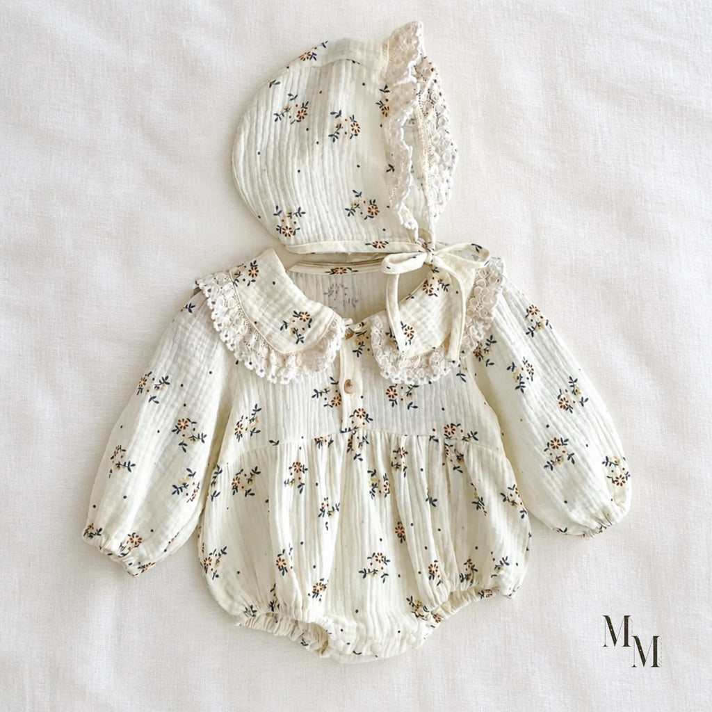 Vintage Romper With Matching Bonnet
