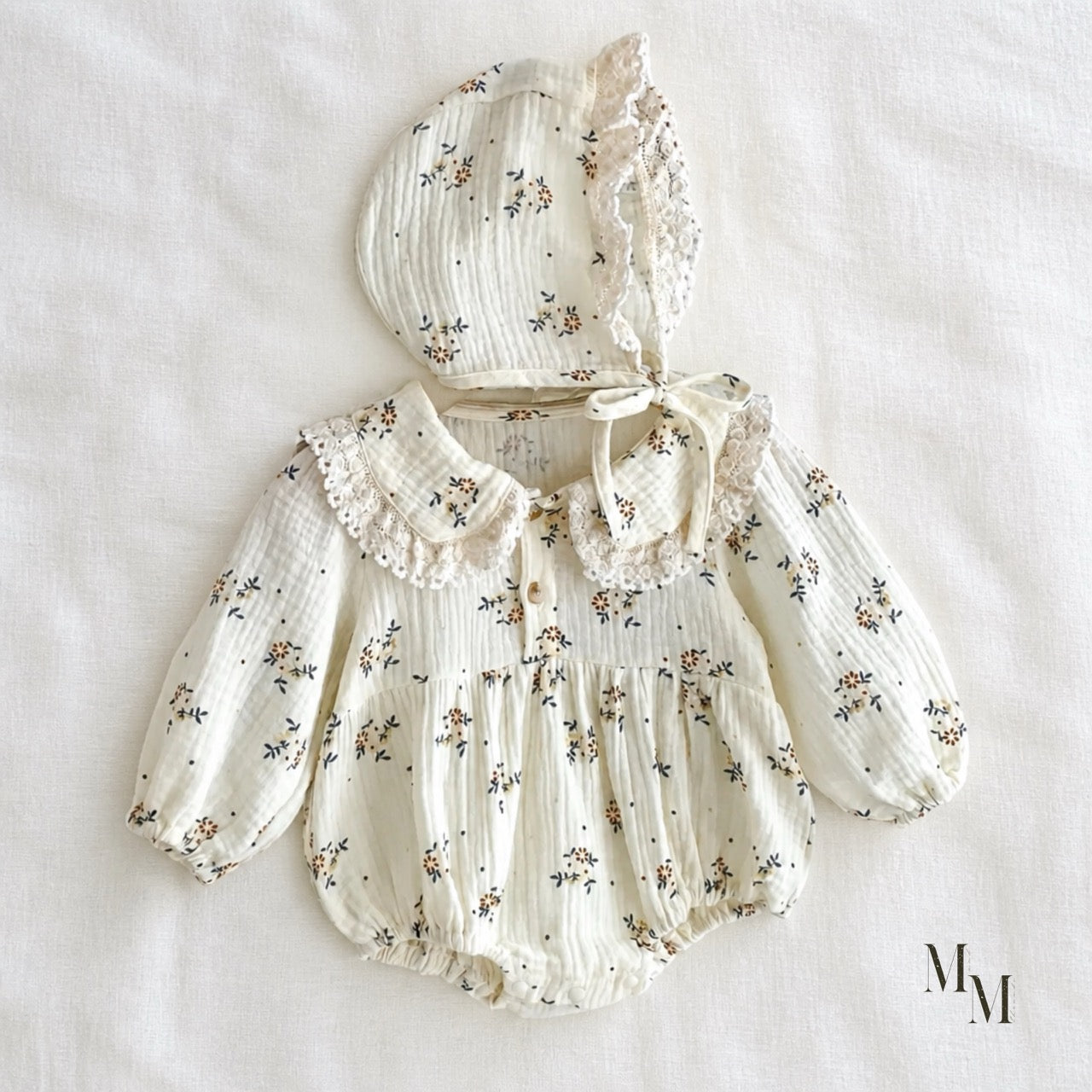 Vintage Romper With Matching Bonnet