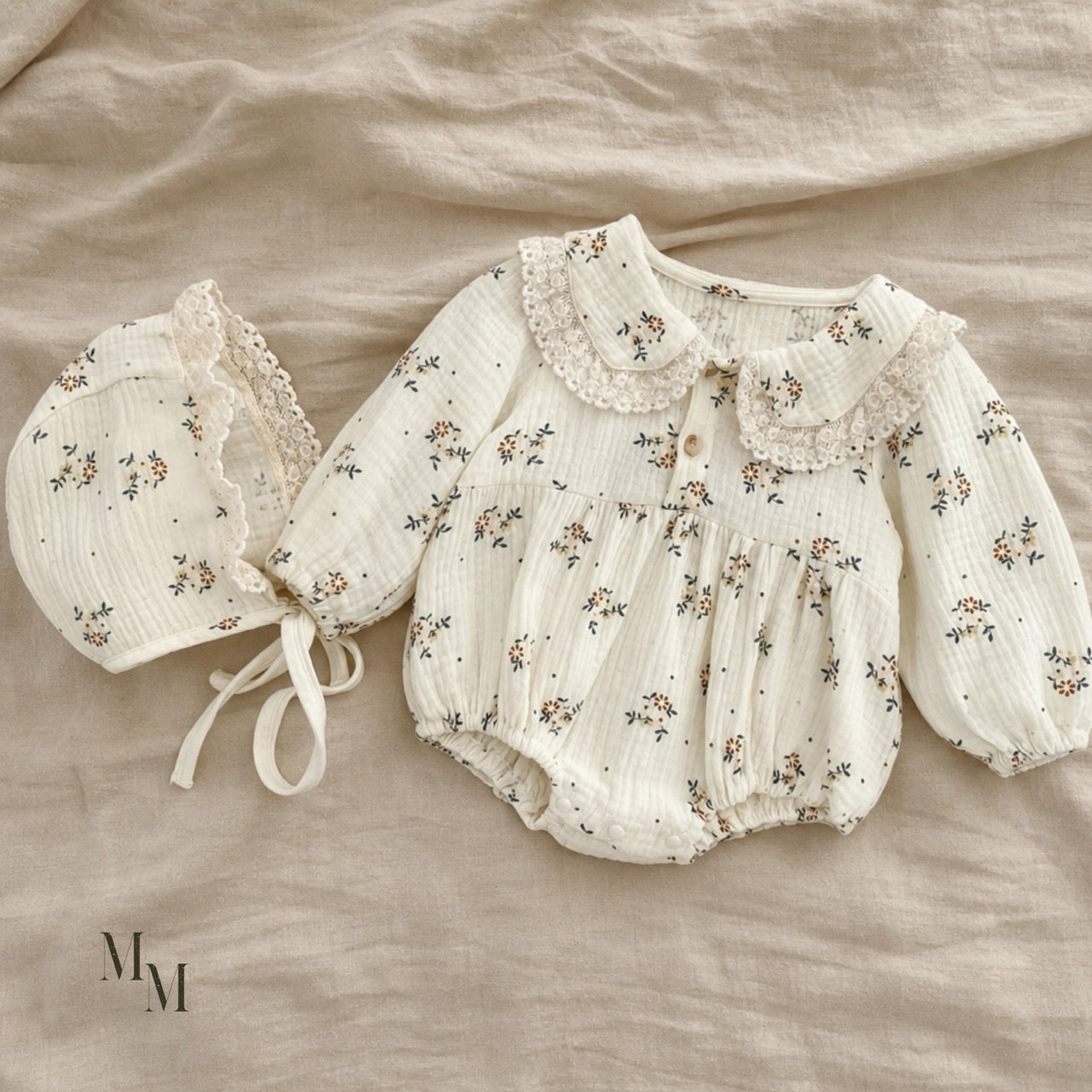 Vintage Romper With Matching Bonnet