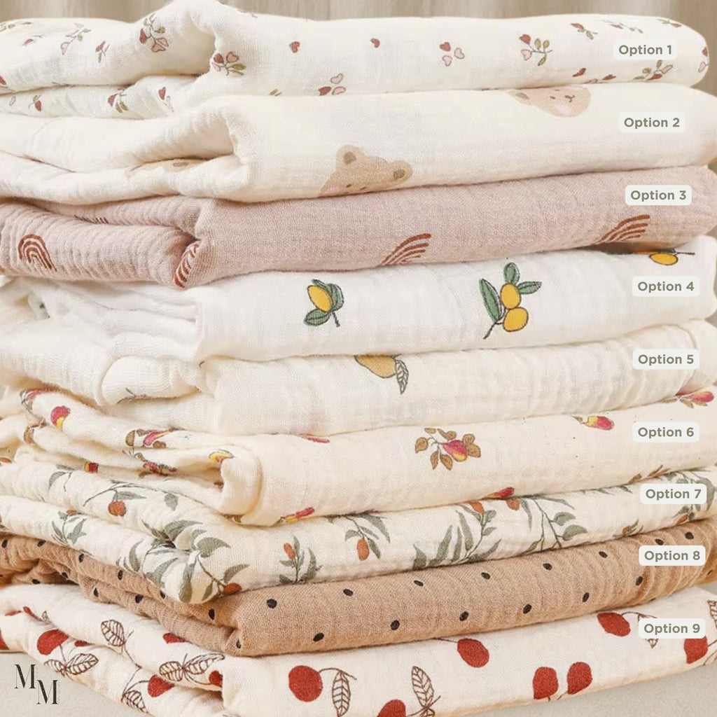 Muslin Cotton Blankets and Swaddles - 80x65cm