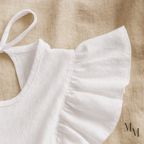 Cotton Ruffle Sleeve Dress