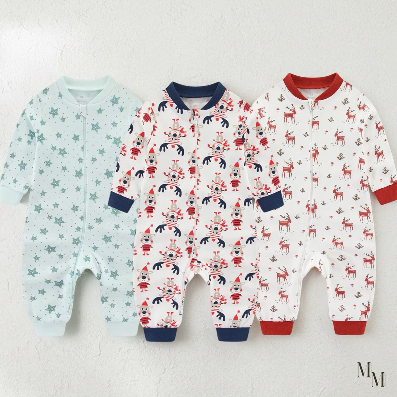 Cotton Christmas Onesie 3 Pack