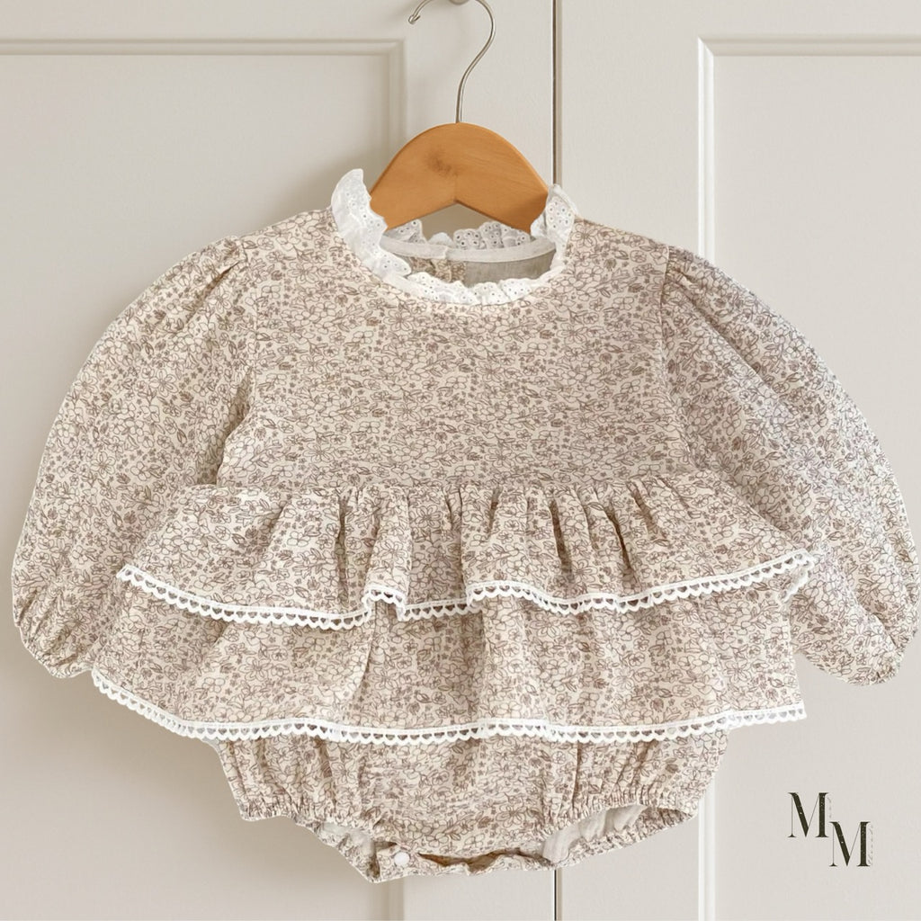 Floral High Neck Cotton Onesie