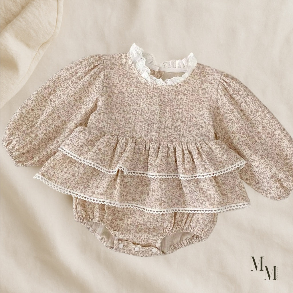 Floral High Neck Cotton Onesie