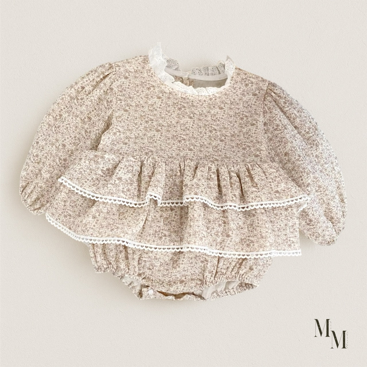 Floral High Neck Cotton Onesie