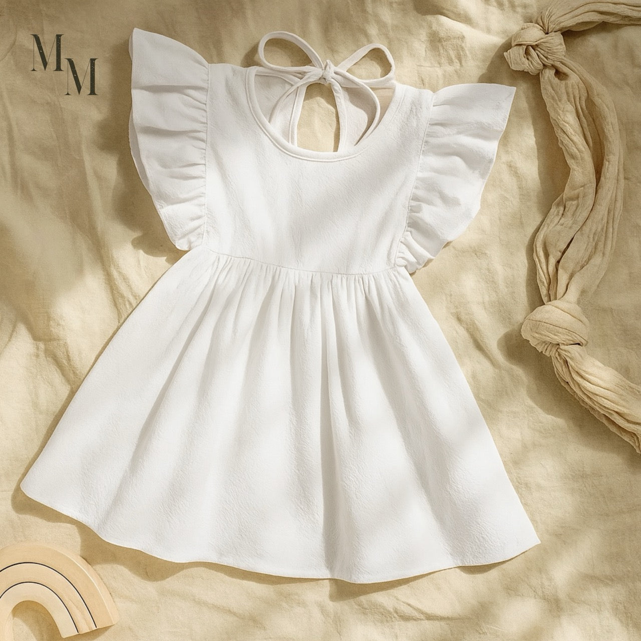 Cotton Ruffle Sleeve Dress