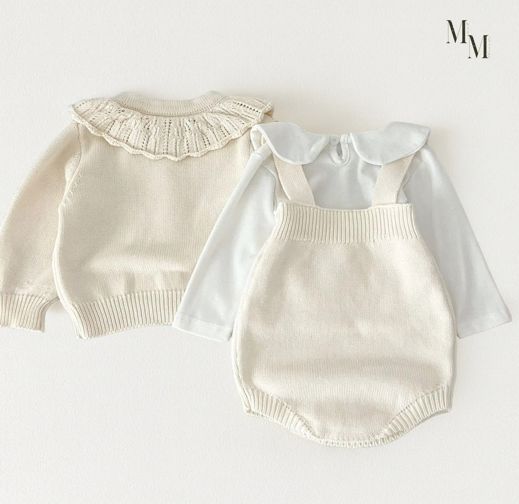 Red Bow Embroidered Knit Set