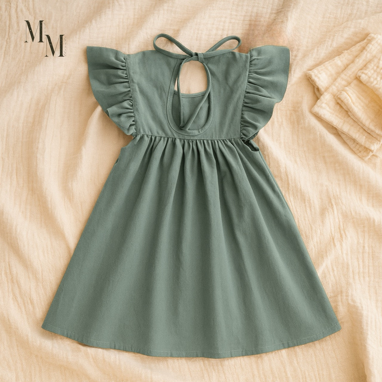 Cotton Ruffle Sleeve Dress