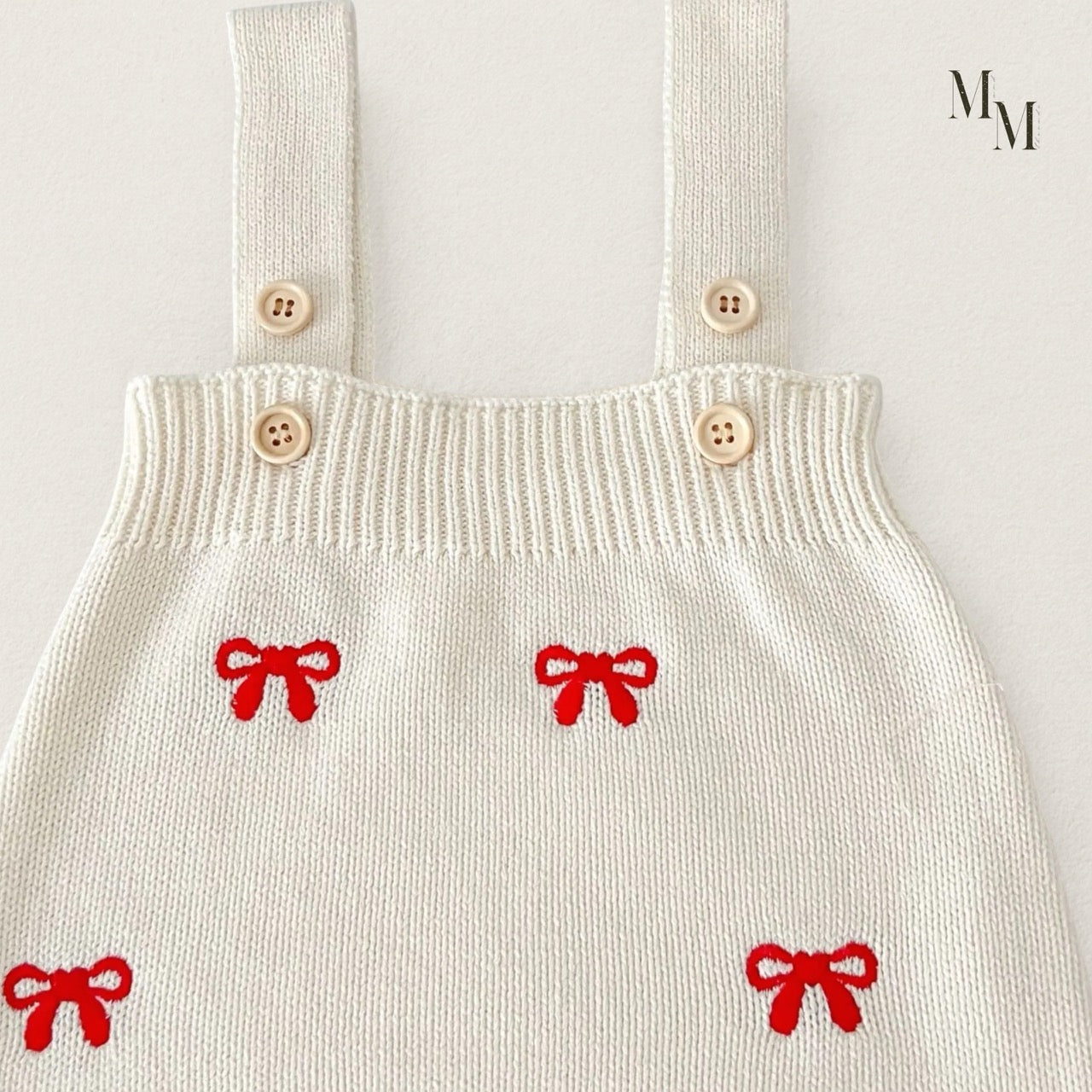 Red Bow Embroidered Knit Set