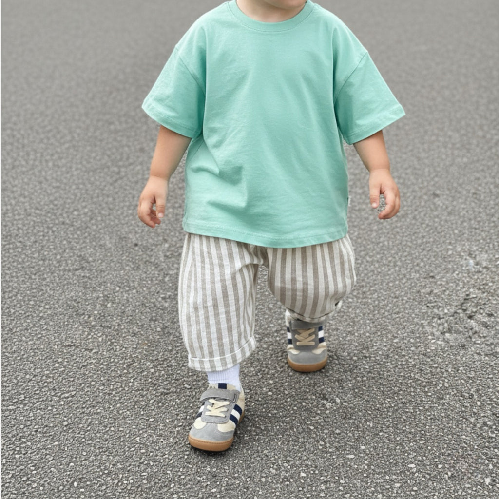 Linen and Cotton Striped Long Pants