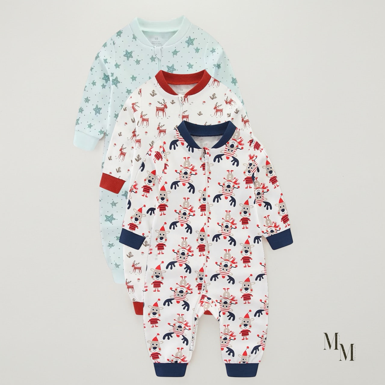 Cotton Christmas Onesie 3 Pack