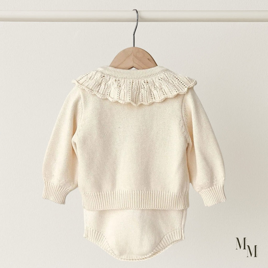 Red Bow Embroidered Knit Set