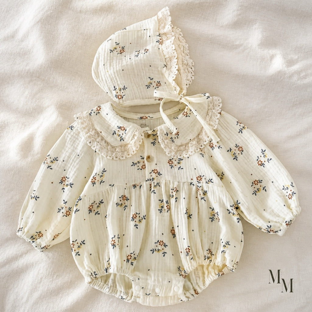 Vintage Romper With Matching Bonnet