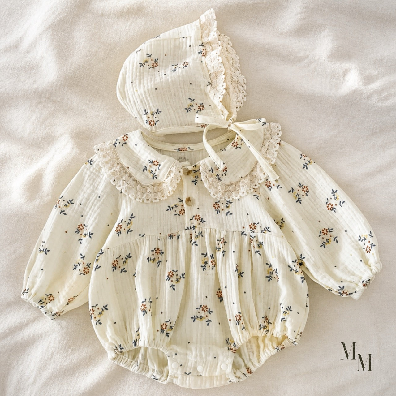 Vintage Romper With Matching Bonnet