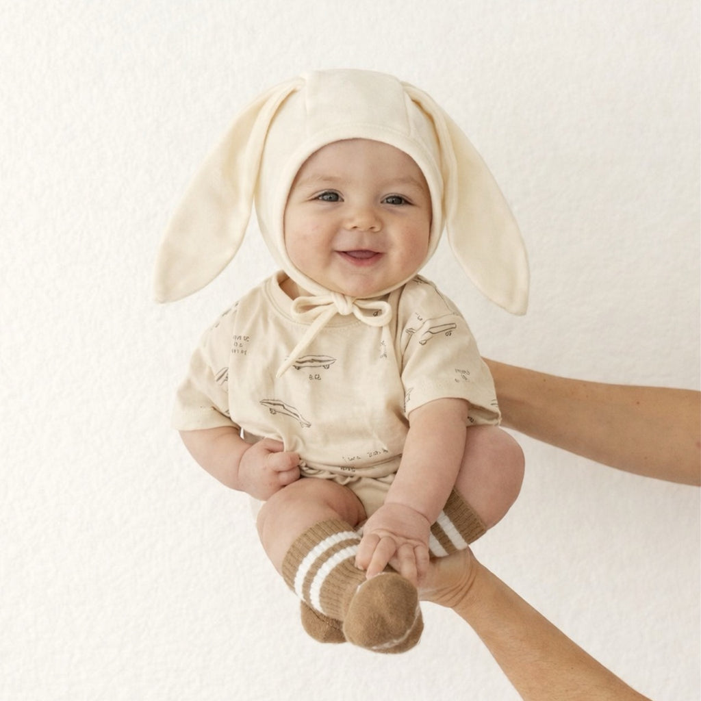 Cotton Bunny Ear Bonnet