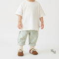 Linen and Cotton Striped Long Pants