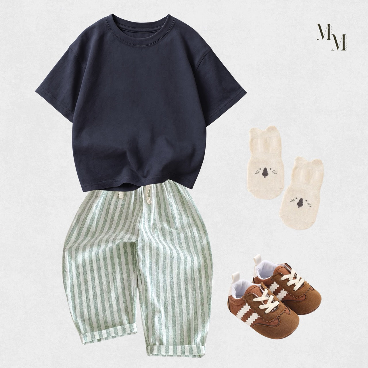 Linen and Cotton Striped Long Pants