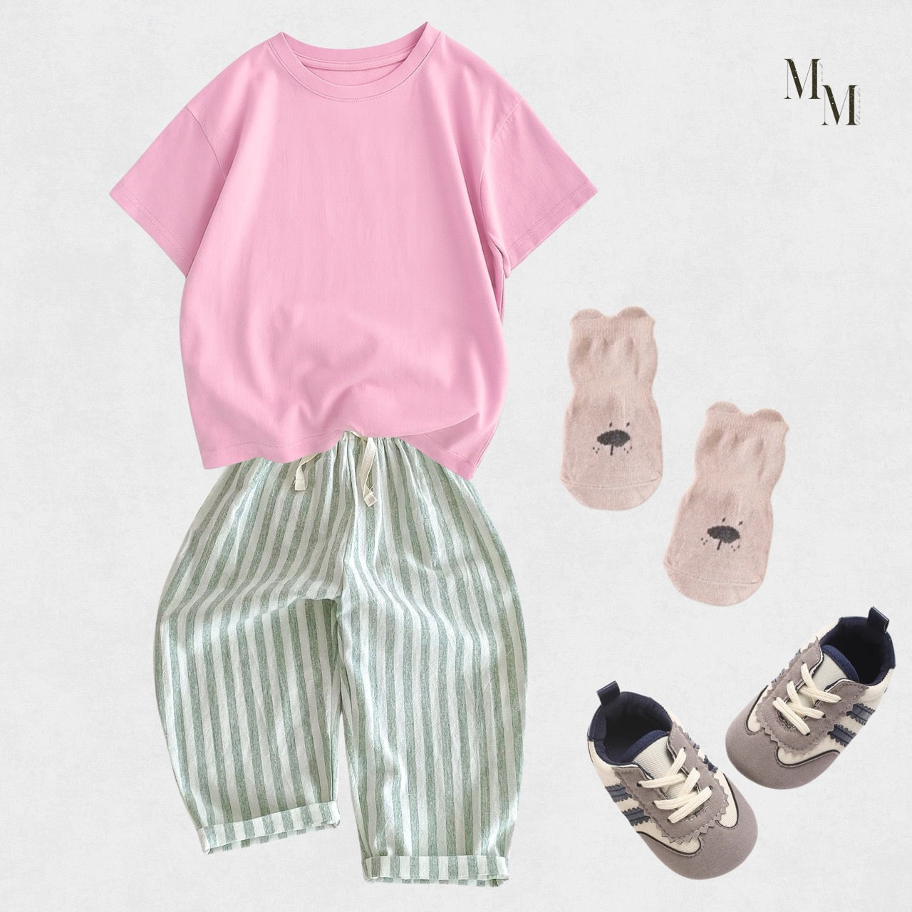 Linen and Cotton Striped Long Pants