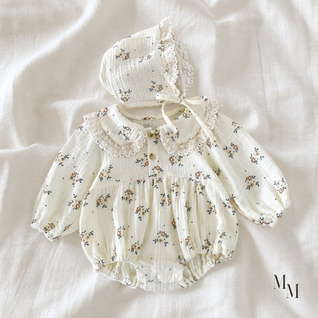 Vintage Romper With Matching Bonnet