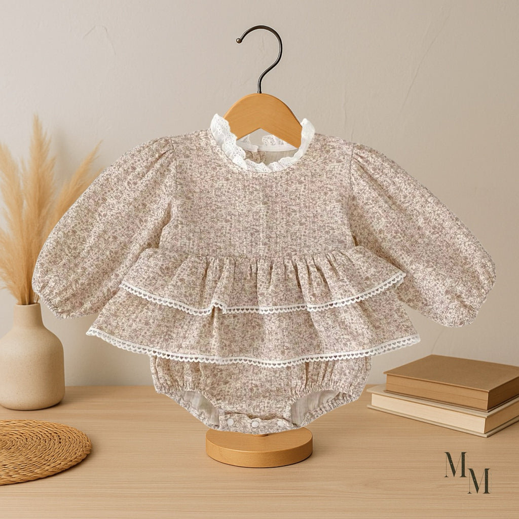 Floral High Neck Cotton Onesie