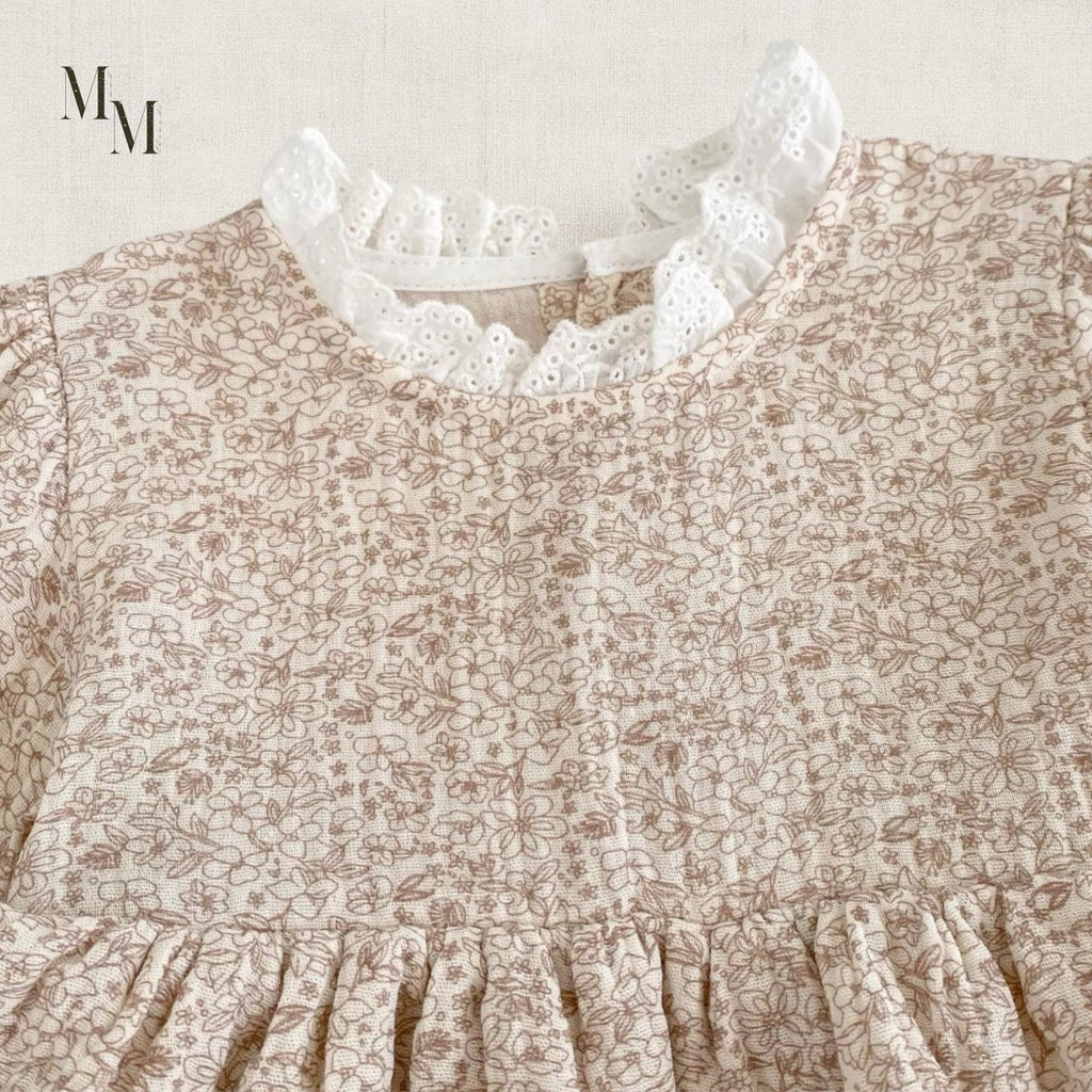 Floral High Neck Cotton Onesie